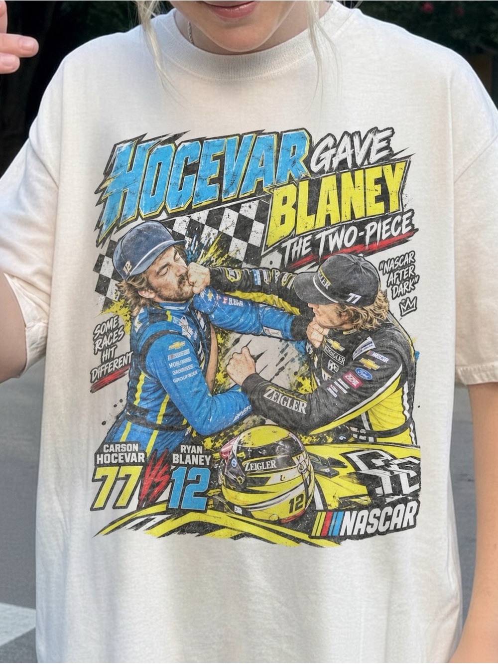 Ryan Blaney and Carson Hocevar Comfort Color Tee, Sports Racing Graphic T-Shirt